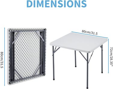 Складной стол 80x80 см KAIHAOWIN