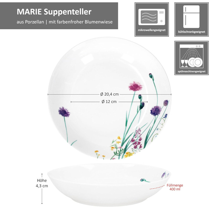 Набор из 6 суповых тарелок 400 мл MamboCat