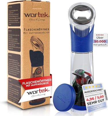 Відкривачка для пляшок з контейнером для кришок синій wortek
