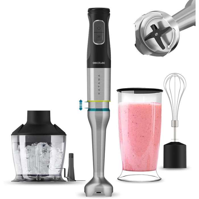 Ручний блендер 1500 Вт Katana сірий з аксесуарами, набір 4 предмети Cecotec
