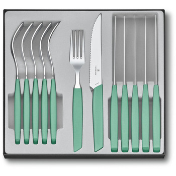 Кухонный гарнитур Victorinox Swiss Modern Table Set 12шт из мятных дворов. ручка (6 ножей для стейка, 6 ведер)