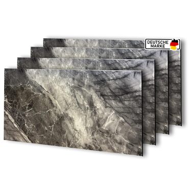 Стінові панелі AS Country Stone під мармур 60x120 см ПВХ-облицювання стіни з пластикових панелей для кухні, ванної кімнати тощо Панель кухонного фартуха (4 шт., Shadow)