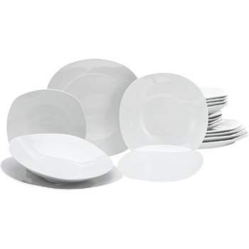 Набор тарелок на 6 персон, 18 предметов, Square White Creatable