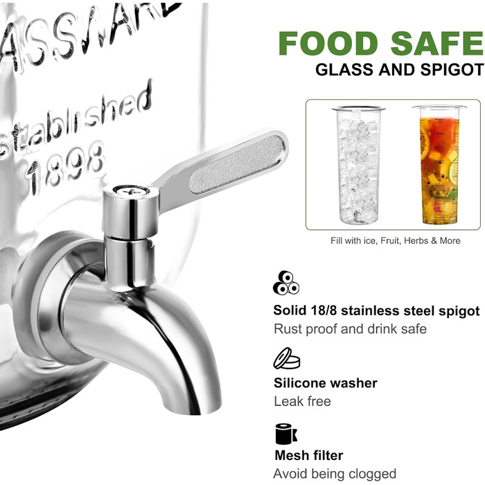 Скляний диспенсер для напоїв зі стійкою 3,8 л Whimsii