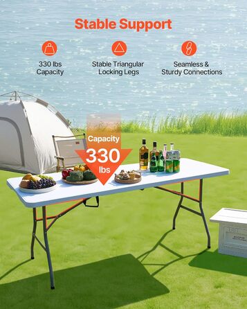 Раскладной стол для кемпинга белый VEVOR