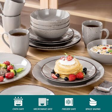 Набір столового посуду на 12 персон, 48 предметів, сірий NAVIA Vancasso