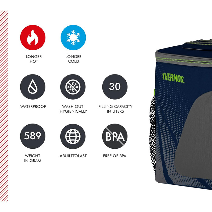 Термос Radiance 30 л, синій, сумка-холодильник з поліестеру, термосумка, сумка для кемпінгу та обіду, складна, сумка для покупок в машині, яку можна прати, з сітками для перенесення, без BPA 30 л