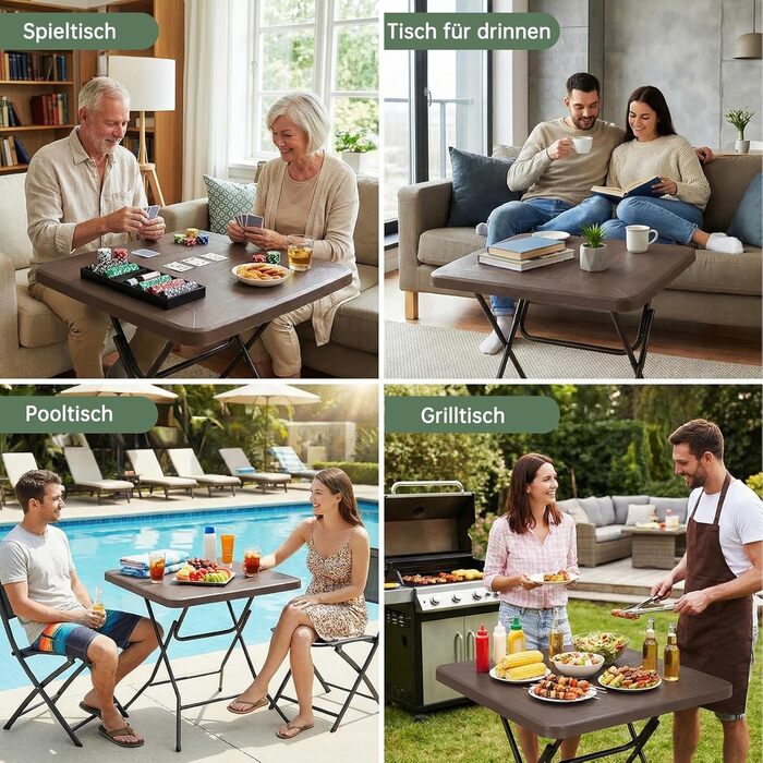 Розкладний стіл 80x80x74 см коричневий LIFERUN