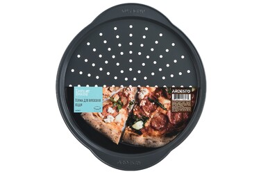 ARDESTO Форма для выпечки пиццы Tasty baking, 37х33х1.8см, углеродистая сталь, серо-голубой