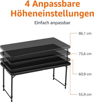 Складной стол 121,4 x 60,7 x 86,1 см Amazon Basics