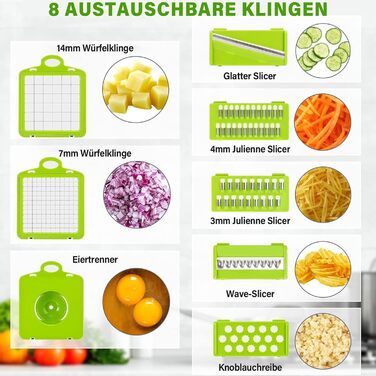 Універсальна овочерізка 16 в 1, сіро-зелений колір Etievort