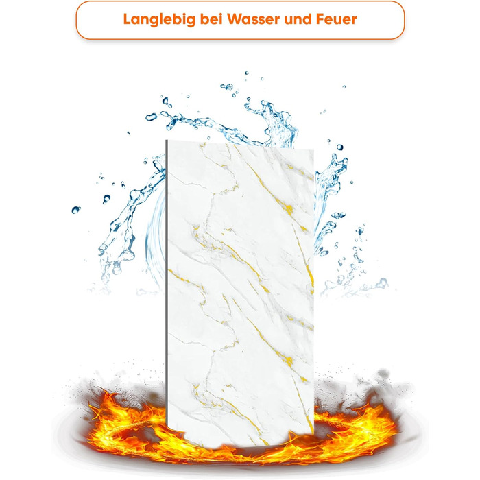 Стінові панелі IZODEKOR під мармур 60x120 см Фартух для кухні ПВХ-облицювання стін для кухні, ванної кімнати Бризкозахисний екран для кухні Водонепроникний та термостійкий (4 панелі, Golden Harmony)