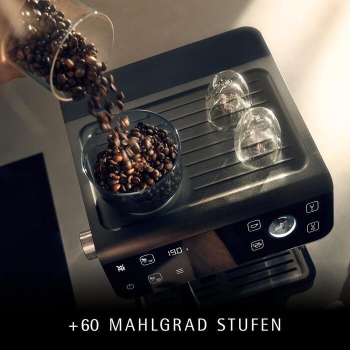 Портафільтрова кавоварка WMF Espresso Pro, напівавтоматична еспресо-машина з кавомолкою, тиск 15 бар, вбудована вага, технологія подвійного термоблоку, швидке нагрівання, колір сірий камінь