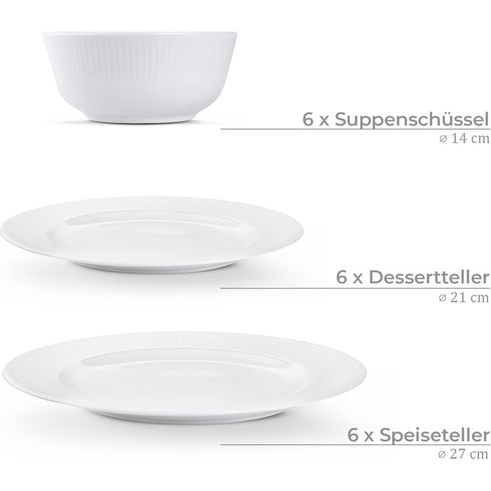 Набір посуду konsimo Combi 12 персон Набір тарілок LARIS Modern 36 предметів Столовий сервіз - Сервіз та набори посуду - Комбінований сервіс 12 осіб - Сервіз для сім'ї - Посуд кольоровий Посуд (білий, на 6 осіб)