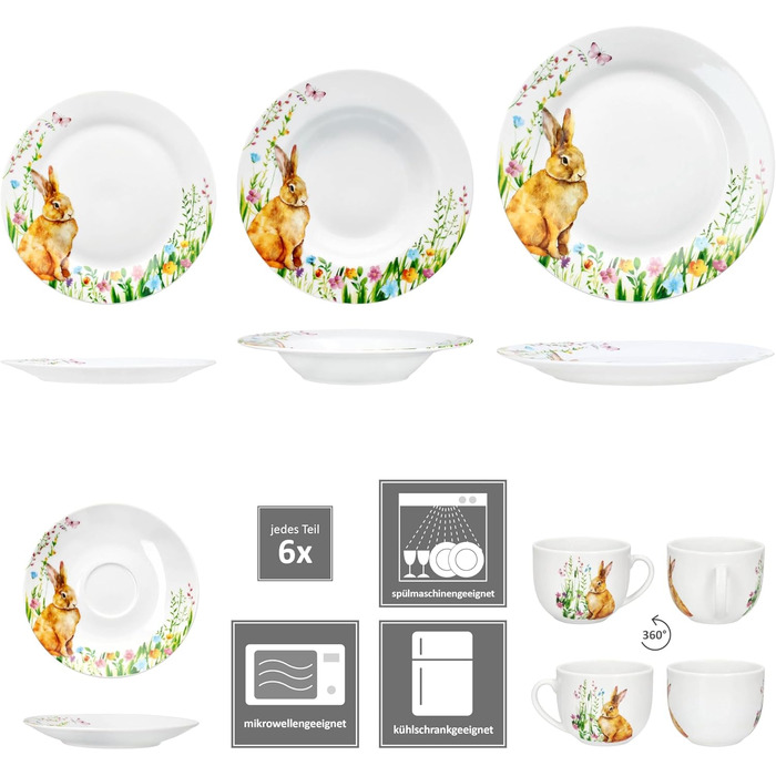 Набір посуду 30 предметів на 6 осіб до Великодня MamboCat