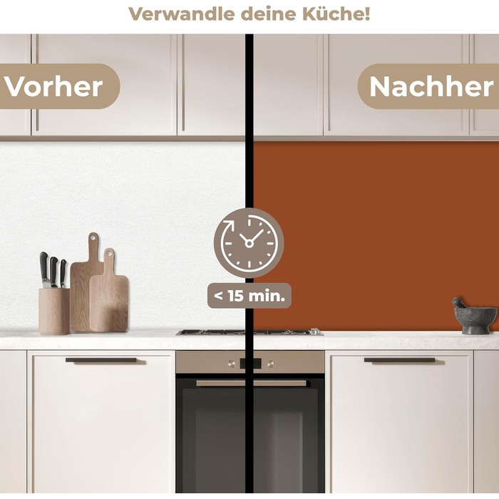 Кухонний фартух 60x250 см, самоклеючий фартух, кухонний фартух, кухонний фасад, самоклеючі кухонні фартухи - Осінь (Теракота - Коричневий, 60 x 400 см)