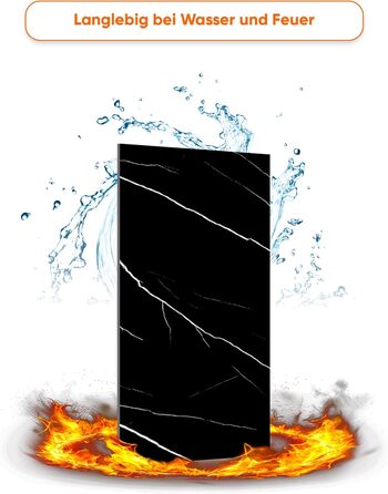 Стінові панелі IZODEKOR під мармур 60x120 см Панель для кухонного фартуха ПВХ-облицювання стін для кухні, ванної кімнати Бризкозахисний екран для кухні Водонепроникний та термостійкий ( панель, чорна блискавка)