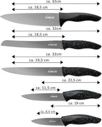 Магнитный ножевой блок с набором из 5 ножей STONELINE