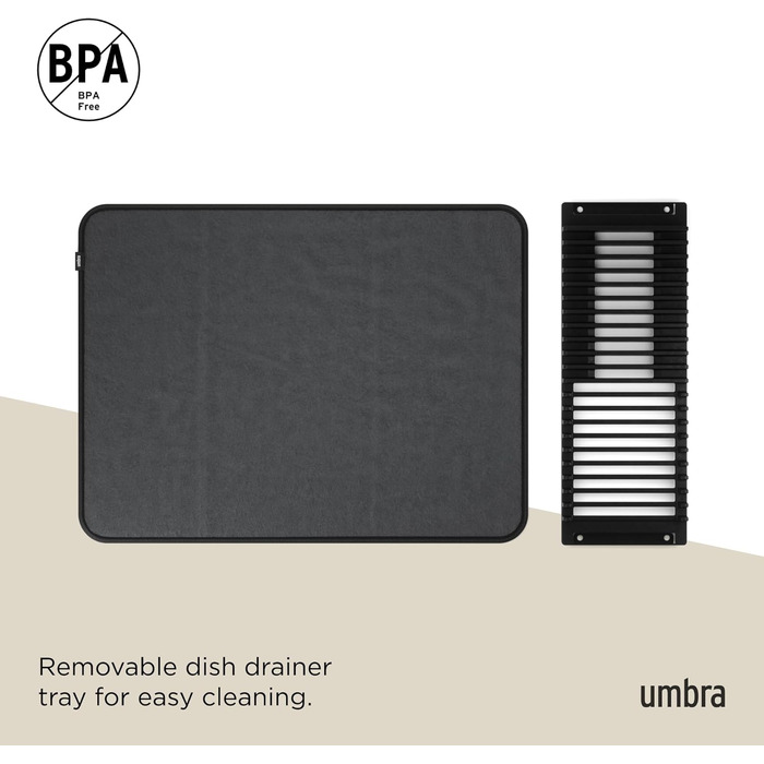 Підставка-сушарка для посуду з килимком 61 х 46 см чорна Udry Umbra