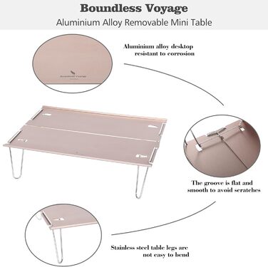 Безмежний розкладний кемпінговий стіл Voyage Знімний відкритий міні-стіл з алюмінієвого сплаву Портативний обідній стіл BVT01 (чорний)