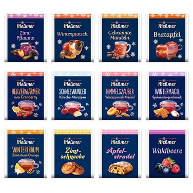 Чай Месмер - 48 чайних пакетиків 24 різновидів Атмосферний дизайн для демонстрації Різдвяний календар ідеально підходить як подарунок Фруктовий та трав&39яний чай (Зимова колекційна чайна коробка, 12 x 15 чайних пакетиків)