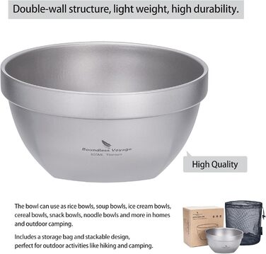 Набор титановых лоханок с двойными стенками 500 и 800 мл Boundless Voyage