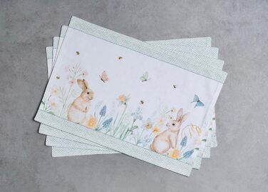 Серветки Maison d&39Hermine зі 100 бавовни, набір з 4 шт. , декоративні серветки, пасхальні серветки, що можна прати, для свят, вечерь, весни, літа (33 см x 48 см) (010 - Великодня роса)