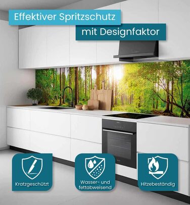 Самоклеючий кухонний фартух - матовий, преміальна бризкозахисна плівка 0,4 мм як доступна альтернатива склу, легке встановлення та очищення - висота 60 см - Дизайн Світло-сірий мармур 180 x 60 см (Лісово-зелений, Ш 340 см x В 60 см, 0,2 мм)