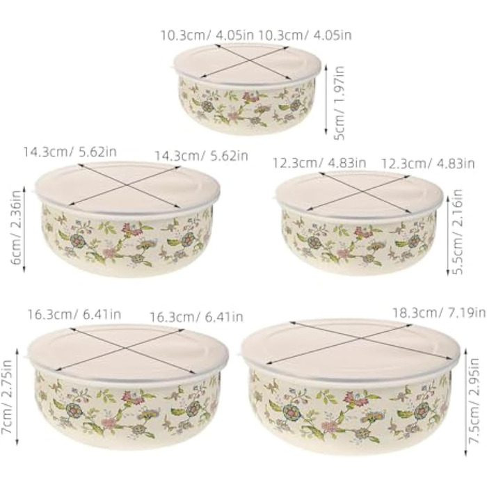 Наборы эмалированных мисок с крышками 5 предметов RSBFER