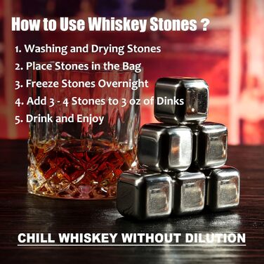 Подарунковий набір Whiskey Stones Набір з 8 багаторазових охолоджуючих каменів для віскі з кліпсою для льоду, носик для пляшки вина для сумки для зберігання, охолоджуйте улюблений напій без розведення (келихи з тисненням з нержавіючої сталі)