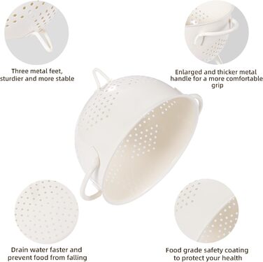 Металеве сито для пасти з подвійними ручками 21 см кремовий beifeier