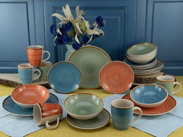 Набір посуду на 6 персон, 24 предмети, різнокольоровий Country Creatable