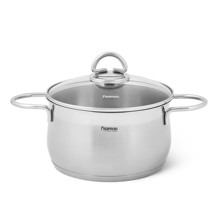 Кастрюля со стеклянной крышкой Fissman MONICA 20x11,5 см на 3,6 л (5403)