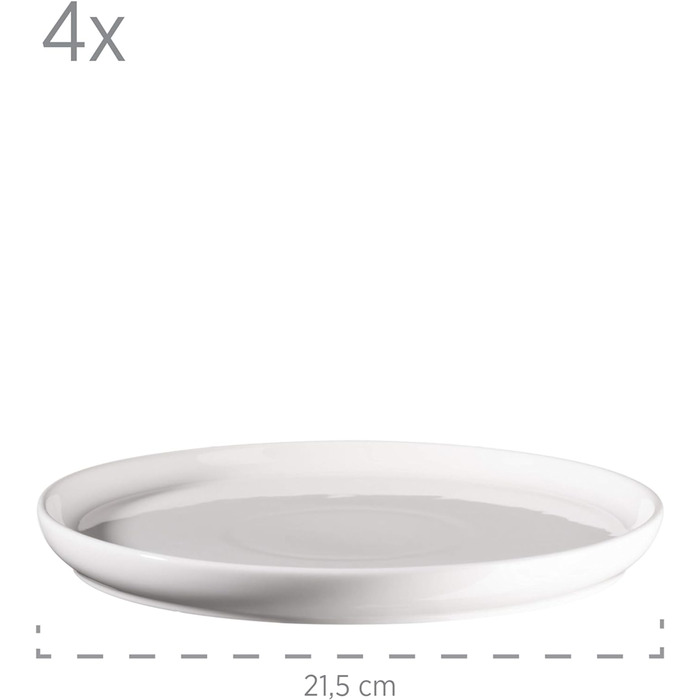 Серія Finaro, набір посуду для 4 осіб гастрономічної якості, скандинавський дизайн, комбінований сервіз із 16 предметів, міцна порцеляна, (білий), 931618
