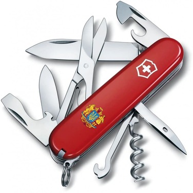 Ніж Victorinox Climber Ukraine 91мм/14функ/черв /Великий Герб України