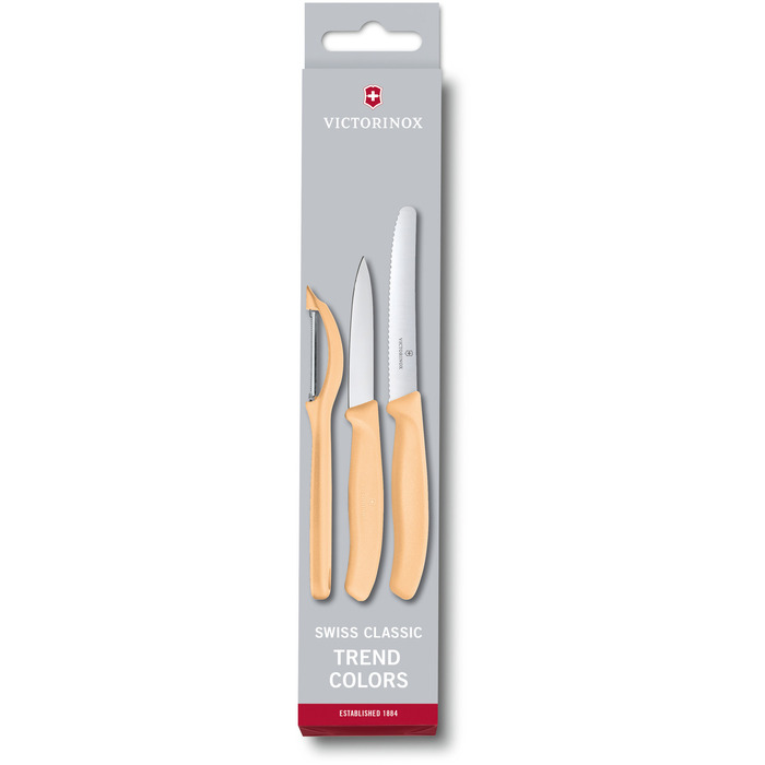 Набір кухонний Victorinox SwissClassic Paring Set 3шт з св.помар. ручкою (2 ножа, овощечистка Universal) у подар.упак.