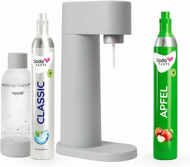 Набор для газирования воды, 4 предмета, классик + яблоко, серый Mysoda Woody SodaTASTE