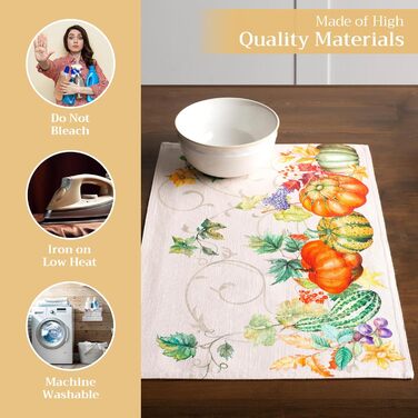 Бавовняні килимки для серветок, набір з 4 шт. , декоративні килимки для серветок, пасхальні килимки, що миються, для свят, вечерь, весни, літа (33 см x 48 см) (17 - Lumina), 39Hermine 100