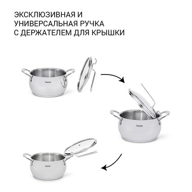 Каструля Fissman VITA 20x11,5 см 3,5 л зі скляною кришкою нержавіюча сталь (5216)