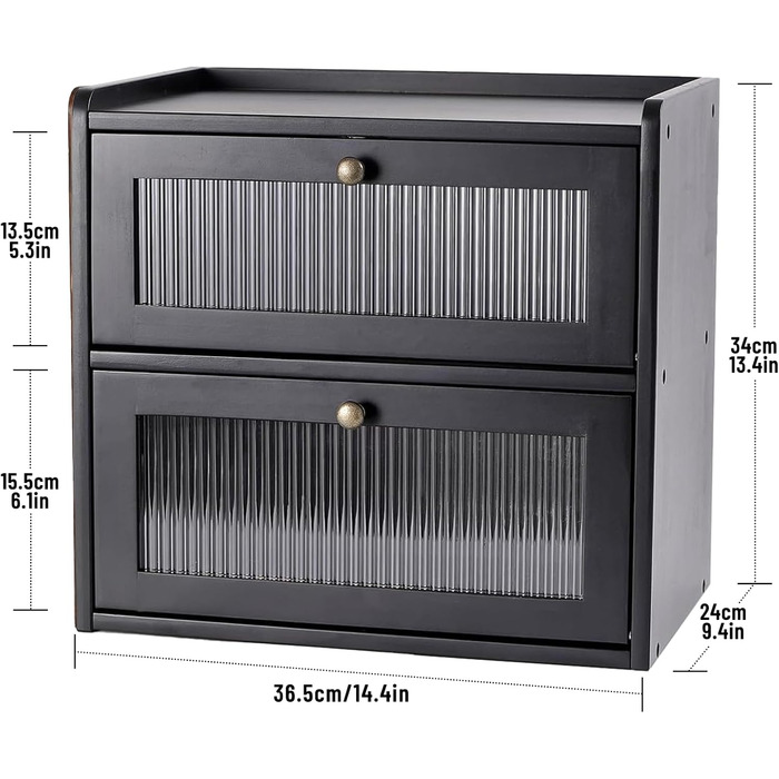 Двухуровневая хлебница 36,5 x 24 x 34 см, черная Lnopever