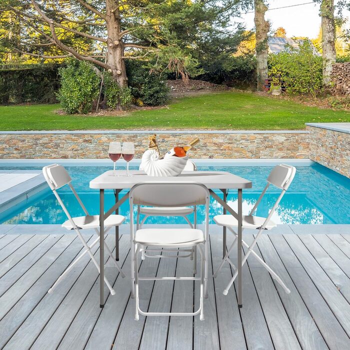 Сложный кемпинговый стол 86 x 86 x 74 см белый Bonnlo