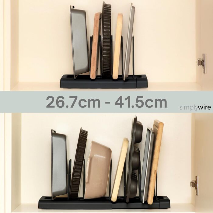 Тримач для посуду розсувний, чорний Simplywire
