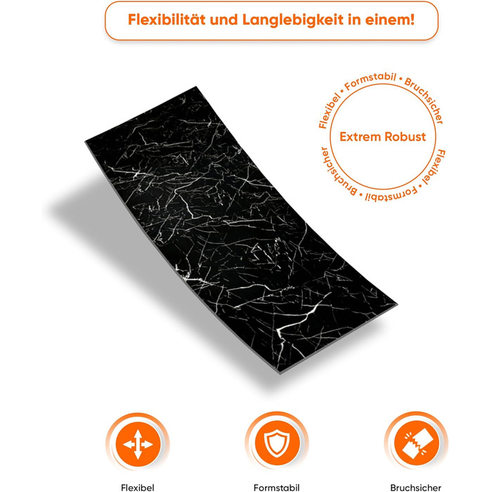 Стінові панелі IZODEKOR під мармур 60x120 см Панель для кухонного фартуха ПВХ-облицювання стін для кухні, ванної кімнати Бризкозахисний екран для кухні Водонепроникний та термостійкий ( панель, Tidal Wave)