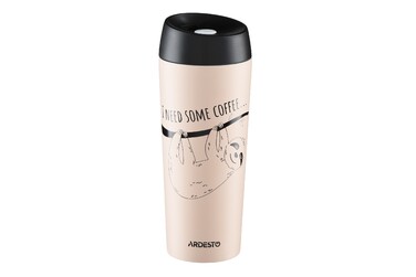 ARDESTO Thermal Mug Coffee time Bradypus 450 мл, нержавеющая сталь, бежевый