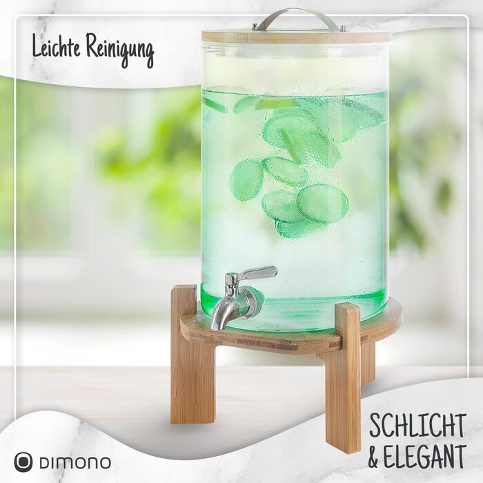 Диспенсер для напоїв зі сталевим краном з бамбуковою підставкою 8 л Dimono