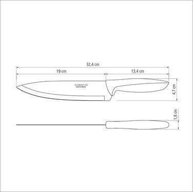 Ніж Chef Tramontina Plenus light grey, 203 мм (6740788)