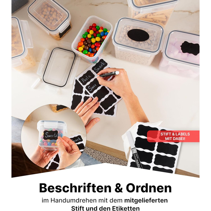 Набор из 16 контейнеров для хранения, прозрачный/черный Deco haus