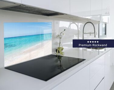 Кухонний фартух Timalo зі скляним виглядом Північне море, очерет, захід сонця, океан, солома 2-мм акрилове скло Бризкозахисна стінка для плити, скляний кухонний фартух, акрилові скляні стінові панелі, захисна панель для фартуха (200 x 58 см, 304- Beach)