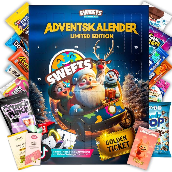 Адвент-календар 2025 XXL американські солодощі та снеки, 24 предмети Sweets aus aller Welt