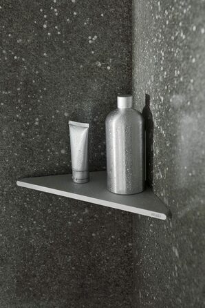 Кутова душова полиця Keuco з алюмінію, сріблястий анодований, приховане кріплення, 24,5x24,5x1,7см, настінне кріплення в душовій кабіні, душова полиця, Edition 400